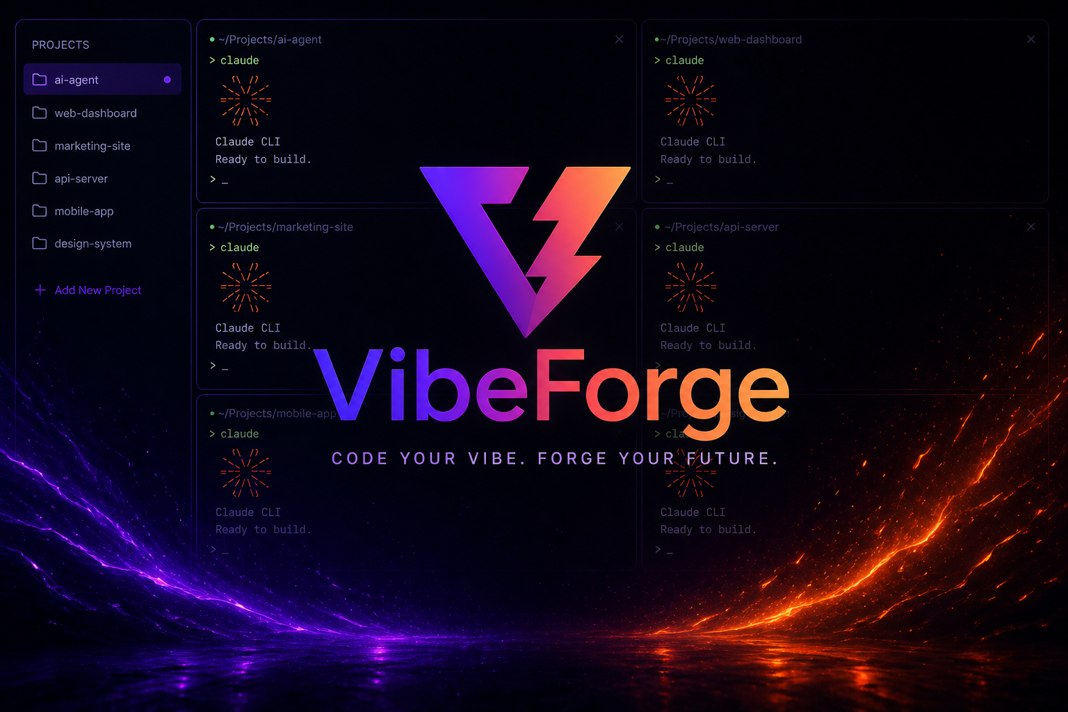 VibeForge Interface — multi-terminal AI workspace